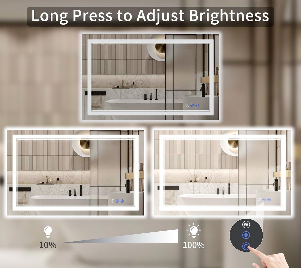 32"x48" LED Bathroom Mirror with Lights, Anti-Fog, Backlit + Front Lit, Dimmable, Led Vanity Mirror for Wall, Lighted