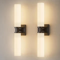 Black Wall Sconces Set of Two, Modern Bathroom Sconce with Frosted Glass, Hardwired Wall Light Fixtures for Bathroom