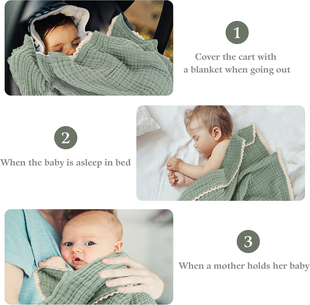Personalized Baby Blanket, Custom Muslin Kids Bath Towels with Embroidered Name, Large Crib Nursery Blankets, 41 *