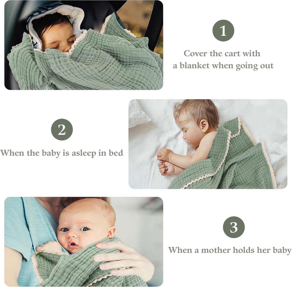 Personalized Baby Blanket, Custom Muslin Kids Bath Towels with Embroidered Name, Large Crib Nursery Blankets, 41 *
