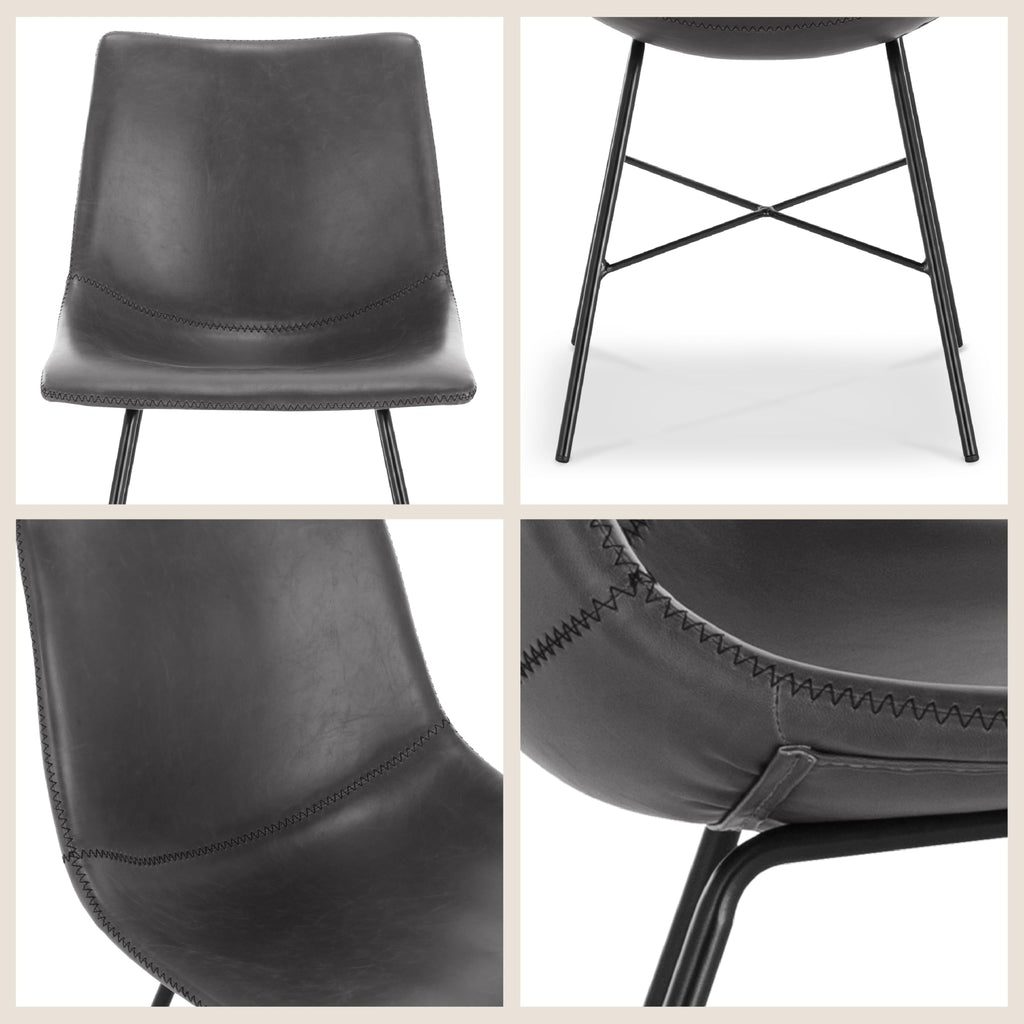& BARK Paxton Leather Dining Chairs - Set of 2 Modern Dining Room Chairs with Low Back - Faux Leather Upholstery and