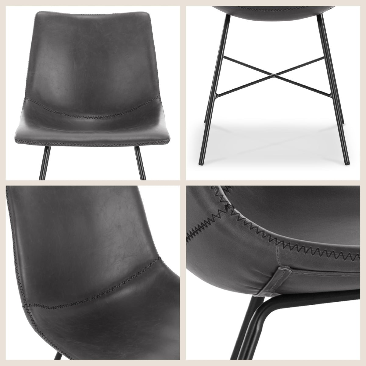 & BARK Paxton Leather Dining Chairs - Set of 2 Modern Dining Room Chairs with Low Back - Faux Leather Upholstery and