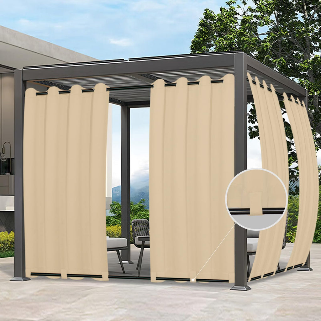 Outdoor Curtains 2 Panels, 54x96 inch, Beige