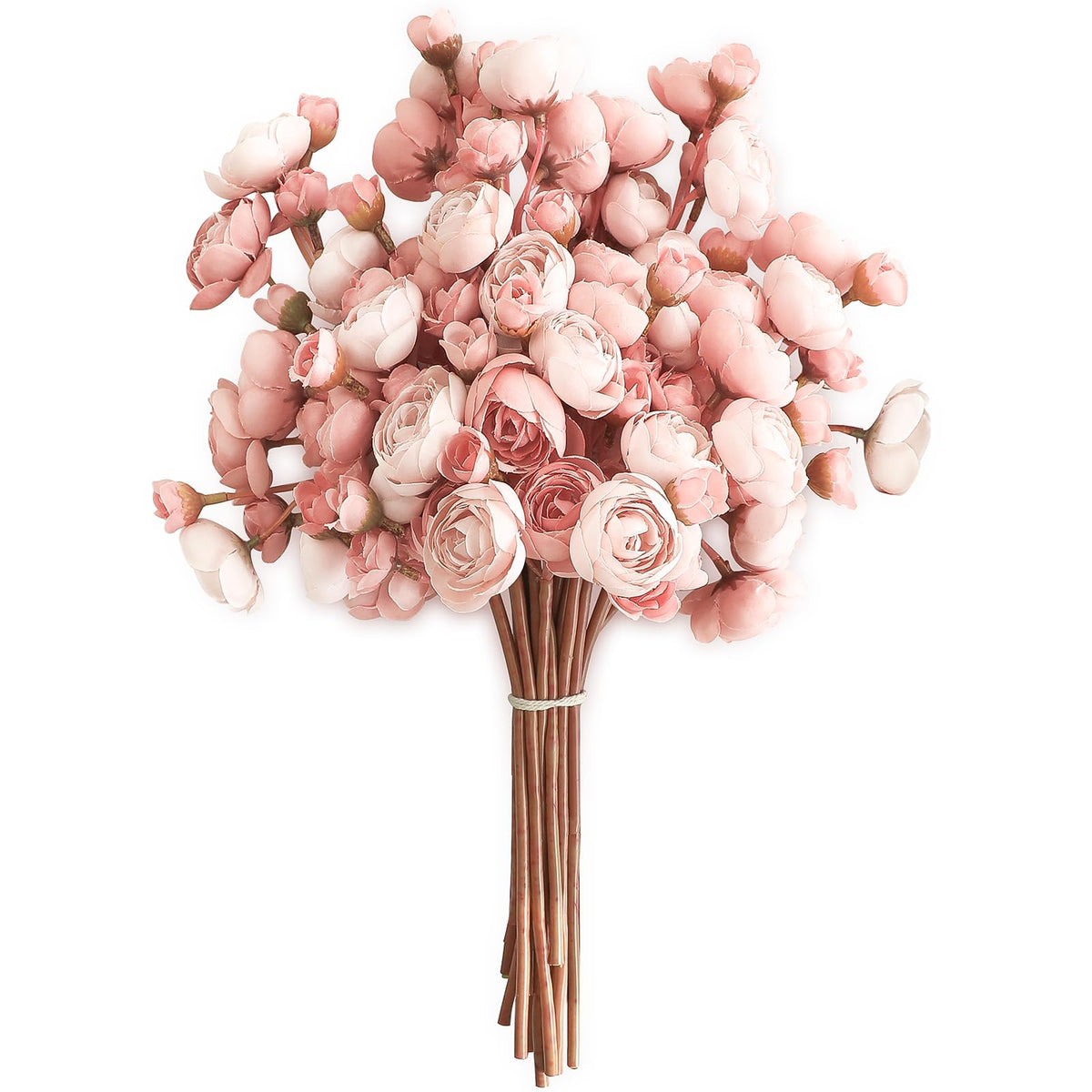 Ranunculus Artificial Flowers 18 Pcs Dusty Rose Faux Silk Mini Ranunculus Bulk Fake Wedding Filler Flowers for DIY