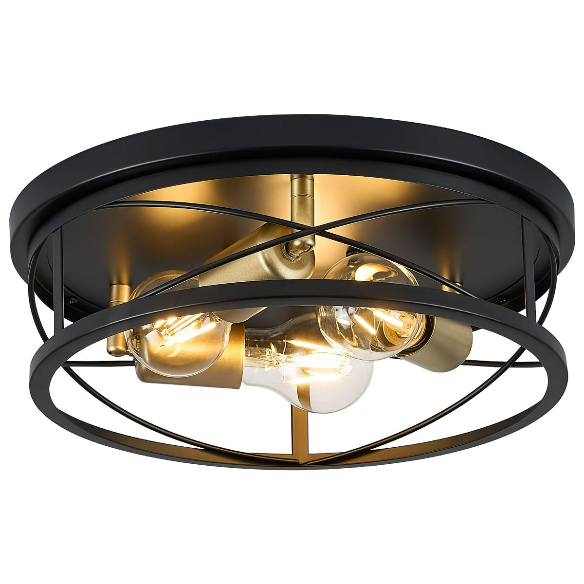 Farmhouse Light Fixtures, 3-Light Round Metal Flush Mount Ceiling Light