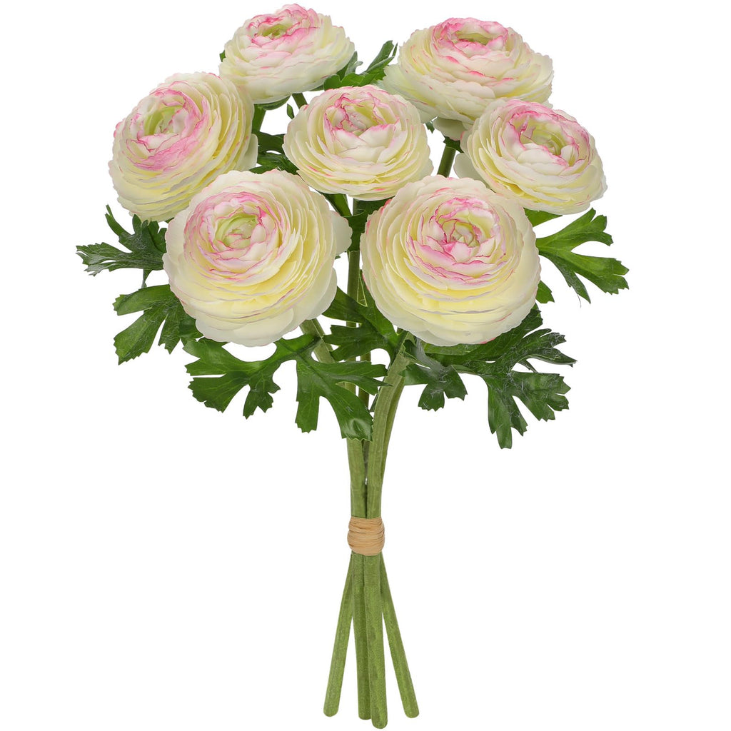 7 Heads Ranunculus Artificial Flowers White Fake Ranunculus Small Bouquets Silk Flowers Faux Floral Centerpieces