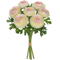 7 Heads Ranunculus Artificial Flowers White Fake Ranunculus Small Bouquets Silk Flowers Faux Floral Centerpieces