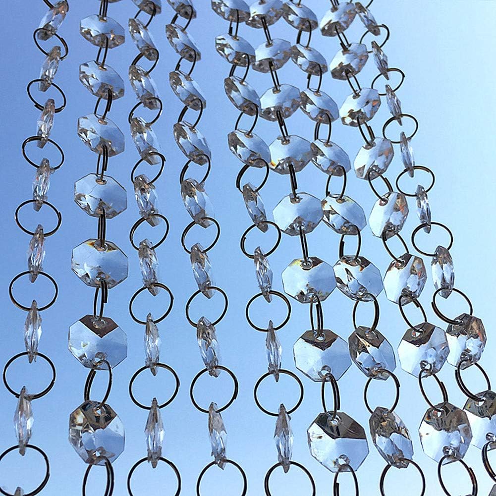 33 FT Clear Glass Crystal Garland Octagon Beads Hanging Chain for Wedding Party Christmas Tree Chandelier Decoration