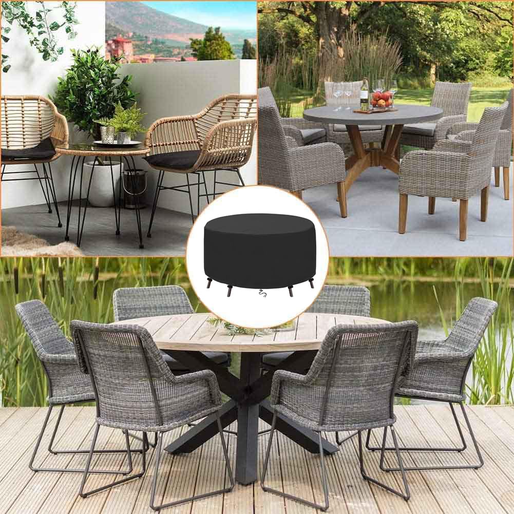 Outdoor Furniture Covers - Waterproof & Wind/Dust Proof for 120" Dia x 30" H Round Table & Chairs