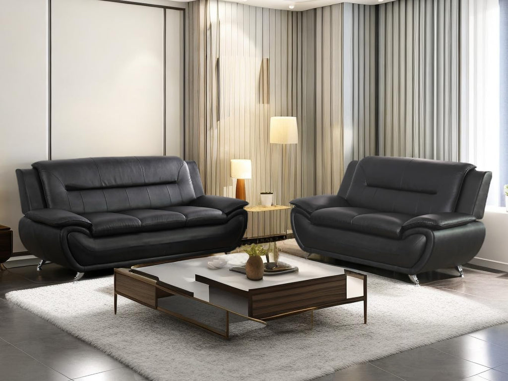 Leather Couches Couch Set, Sofa Furniture Sets (b-Leather Black, Sofa+Loveseat)