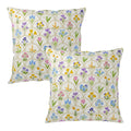 Spring Floral Throw Pillow Covers 16x16 Set of 2 Pink Yellow Blue Flower Decorative Pillow Case Outdoor Farmhouse