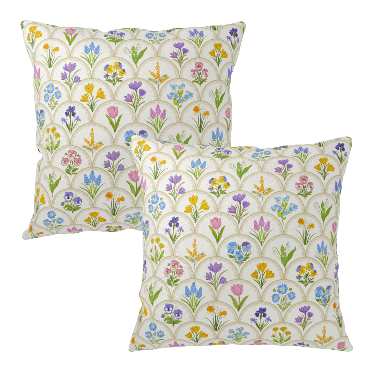 Spring Floral Throw Pillow Covers 16x16 Set of 2 Pink Yellow Blue Flower Decorative Pillow Case Outdoor Farmhouse