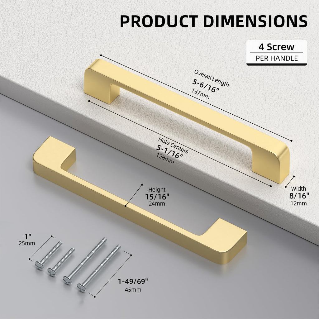 Brushed Gold Cabinet Pulls 5 Inch Gold Cabinet Handles 5 Pack