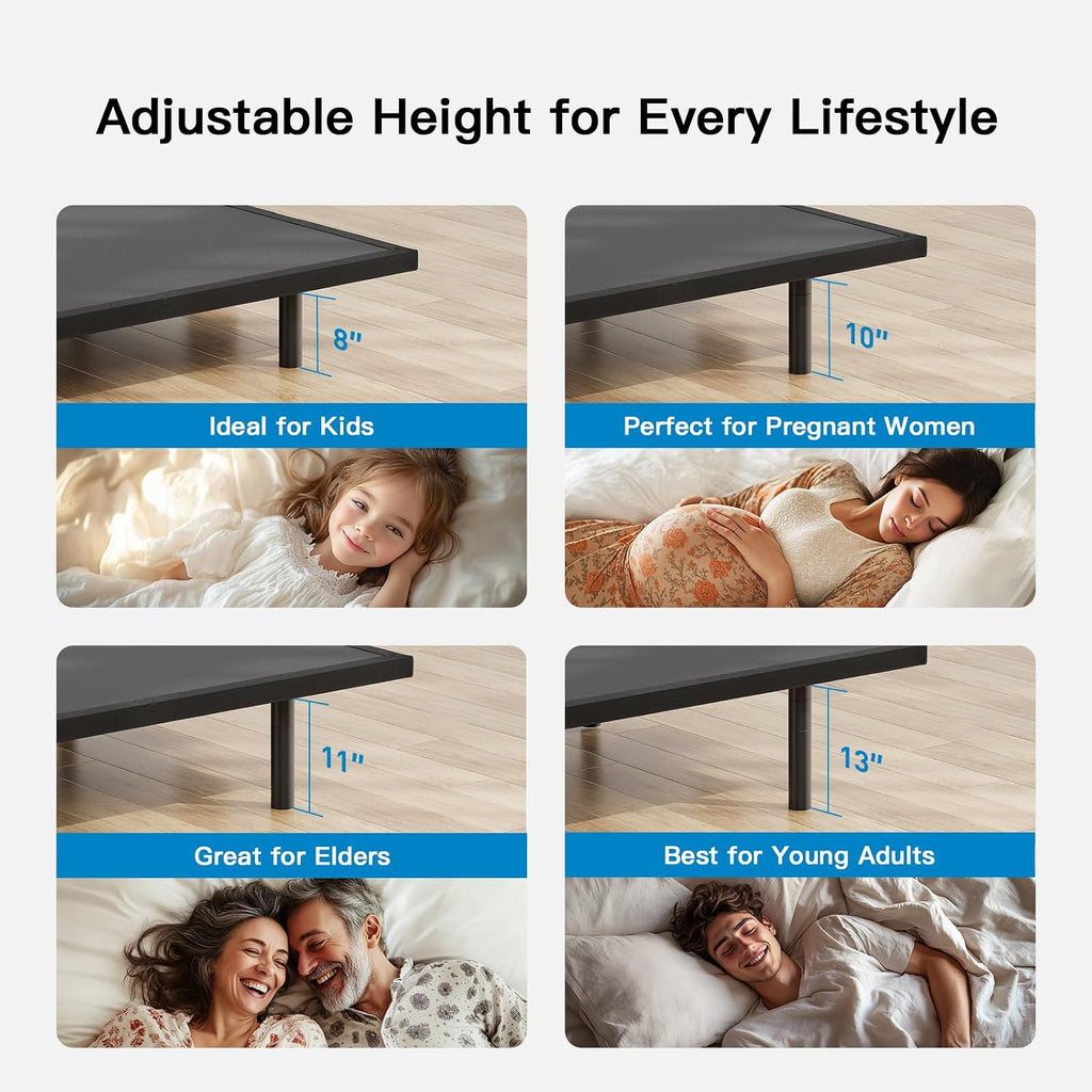 Split King Adjustable Bed Frame with Massage, Electric Bed Base with Head & Foot Incline, USB-A & USB-C Ports, LED
