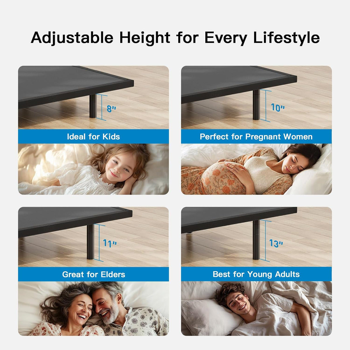Split King Adjustable Bed Frame with Massage, Electric Bed Base with Head & Foot Incline, USB-A & USB-C Ports, LED
