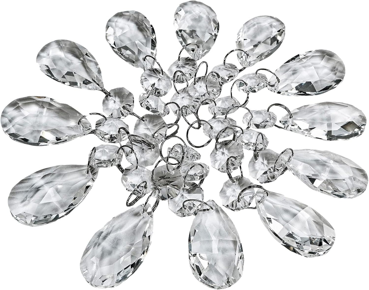 24 Pcs Teardrop Chandelier Prisms Candle Chandelier Crystal Pendants Glass Pendant Beads 1.5" for Chandelier Lights
