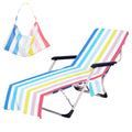 Colorful Beach Chair Cover with Side Pockets Cozy Quick Dry Stripe Chaise Lounge Chair Towel Cover for Pool Beach