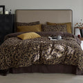 Leopard Print Duvet Cover Queen Yarn-Dyed Cotton Jacquard Duvet Cover Brown Leopard Pattern Comforter Cover Farmhouse