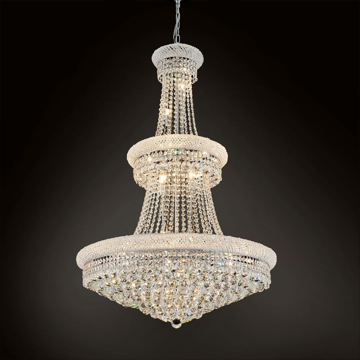 Large Crystal French Empire Chandelier, Oversized Diameter for Grand Entryways
