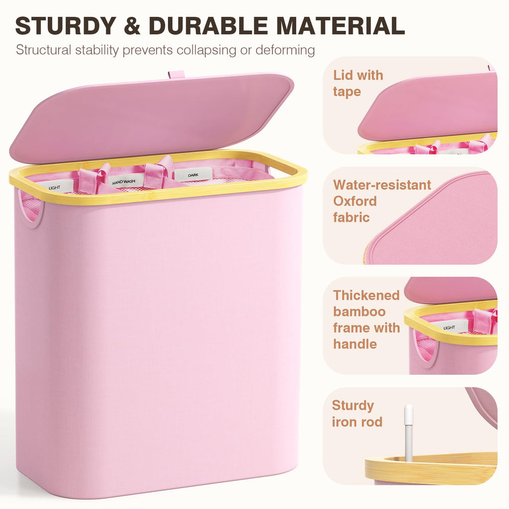 Hampers for Laundry Basket with Lid, 145L Large Laundry Hamper 3 Section