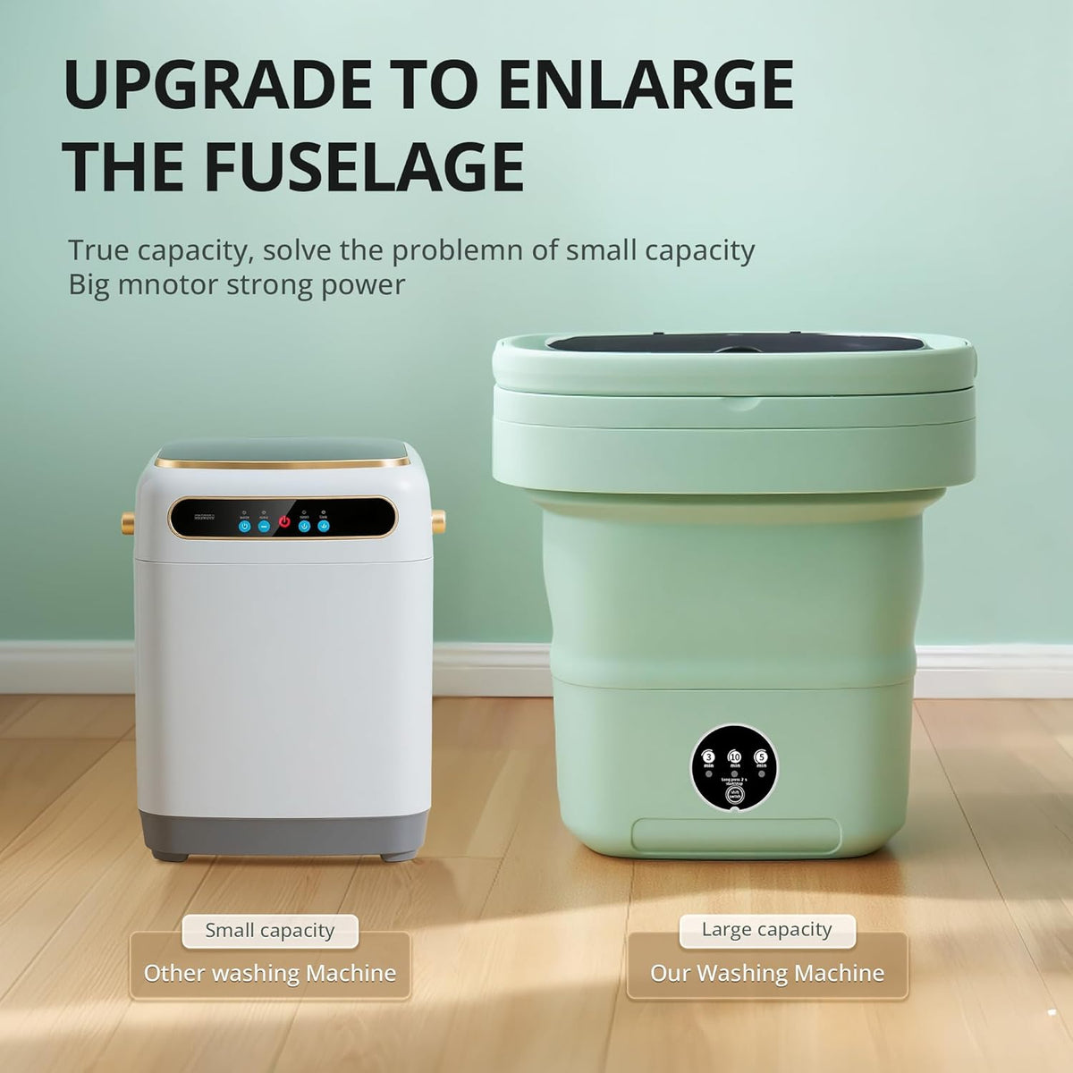 Portable Washing Machine, Mini Washer, 16L Upgraded with Spin Basket, Foldable Design Ideal for Apartment, Home and Hotel, portable washer 3 Cleaning Modes Suitable for Small Clothes