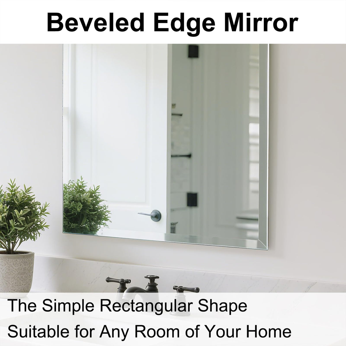 Frameless Full Length Mirror for Wall, 48x14 Inch Bathroom Vanity Mirror