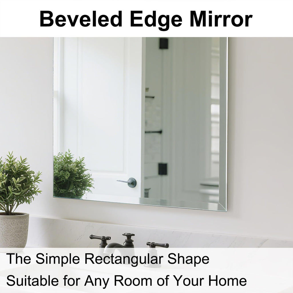 Frameless Full Length Mirror for Wall, 48x12 Inch Bathroom Vanity Mirror