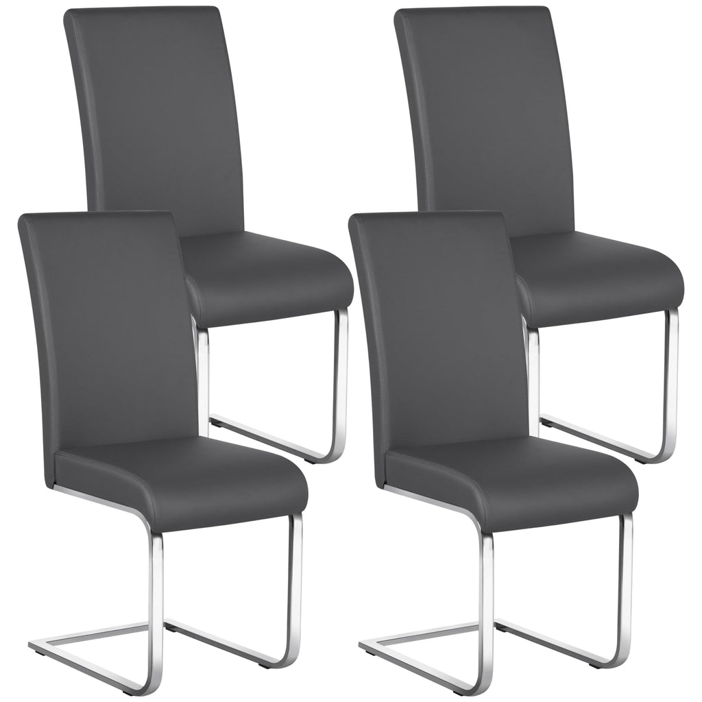 Set of 4 High Back Modern Kitchen Chairs Dark Gray