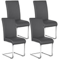 Set of 4 High Back Modern Kitchen Chairs Dark Gray