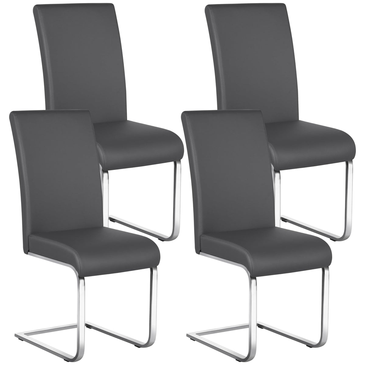 Set of 4 High Back Modern Kitchen Chairs Dark Gray