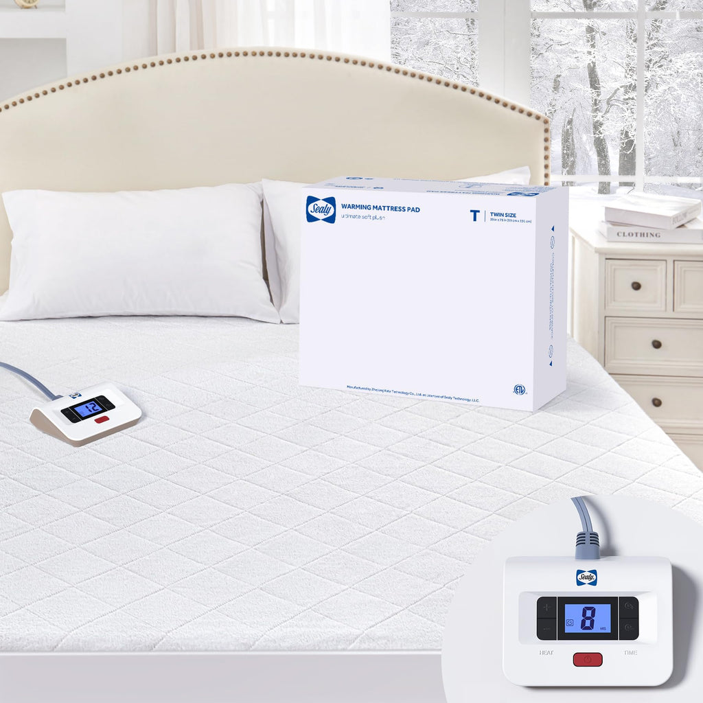 Heated Mattress Pad Twin Size with Plush Top Machine Washable 39×75"