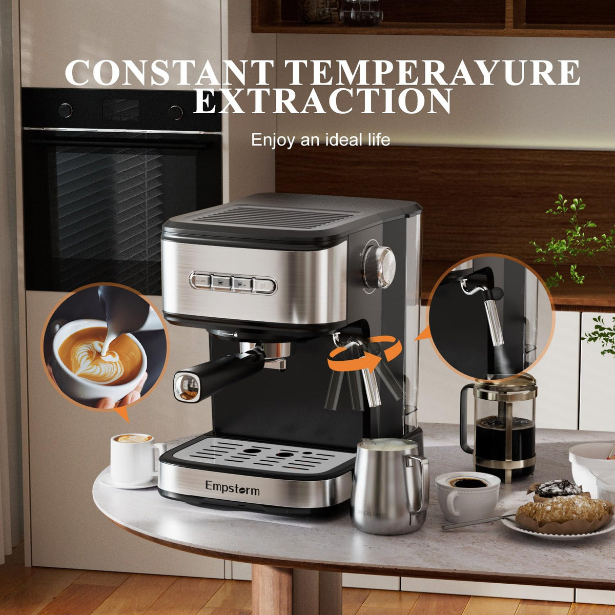 20 Bar Espresso Machine Stainless Steel Cappuccino Machines