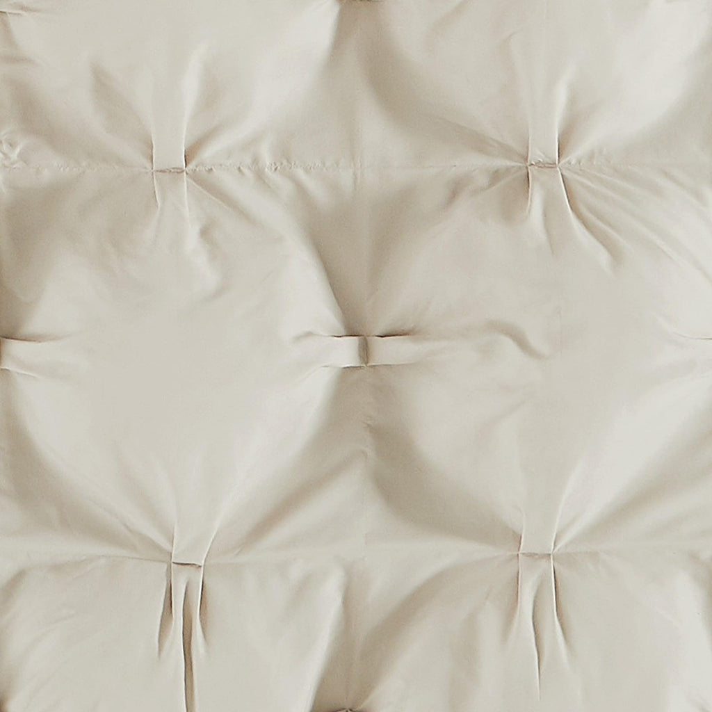 Cloud Puffer Beige Microfiber 3-Piece Comforter Set, Solid Themed, for Men and Women, Oeko-TEX Certified
