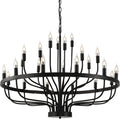 Twenty-Four-Light Black Modern Farmhouse Chandelier for Great Rooms