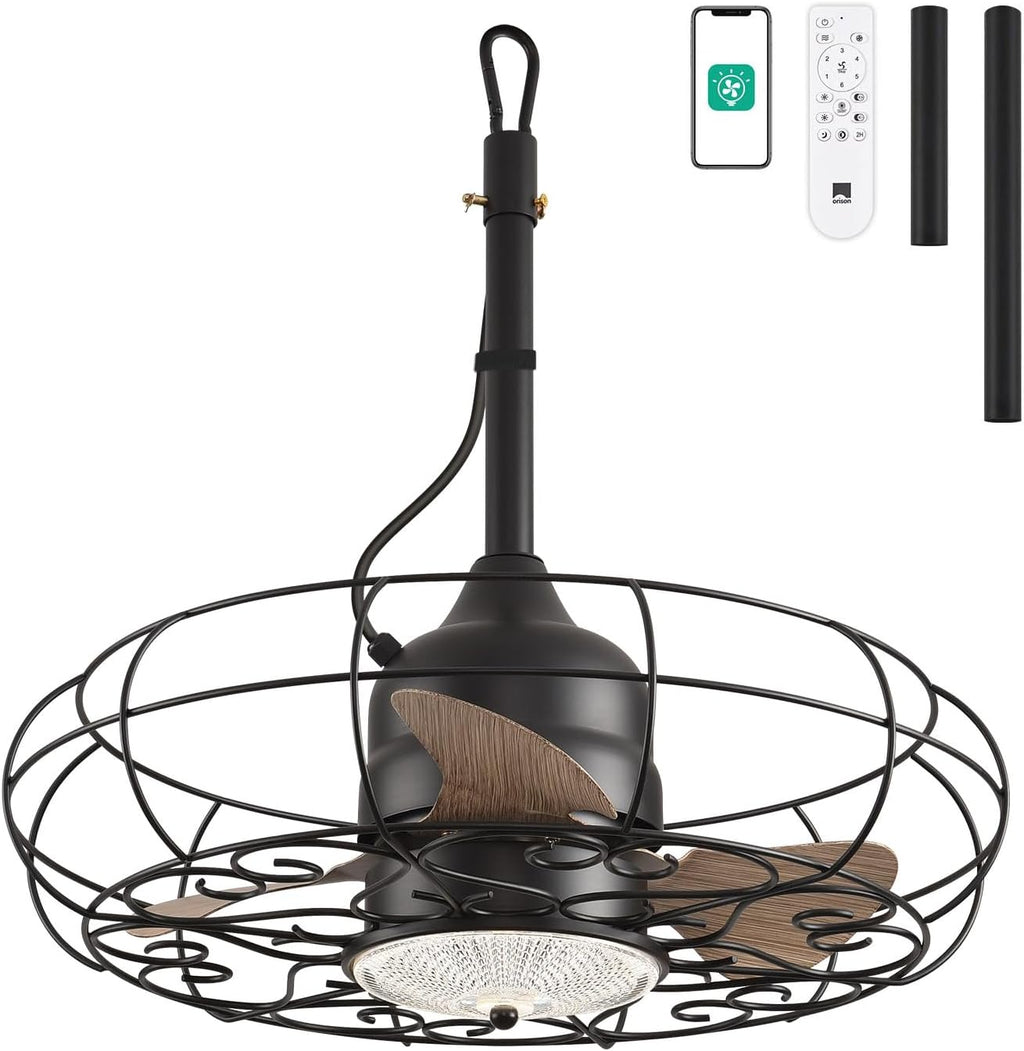 Outdoor Ceiling Fans with Light, 21'' Wet Rated Outdoor Hanging Fan for Gazebo