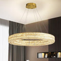Large LED Ring Crystal Chandelier for Living Rooms and Great Rooms