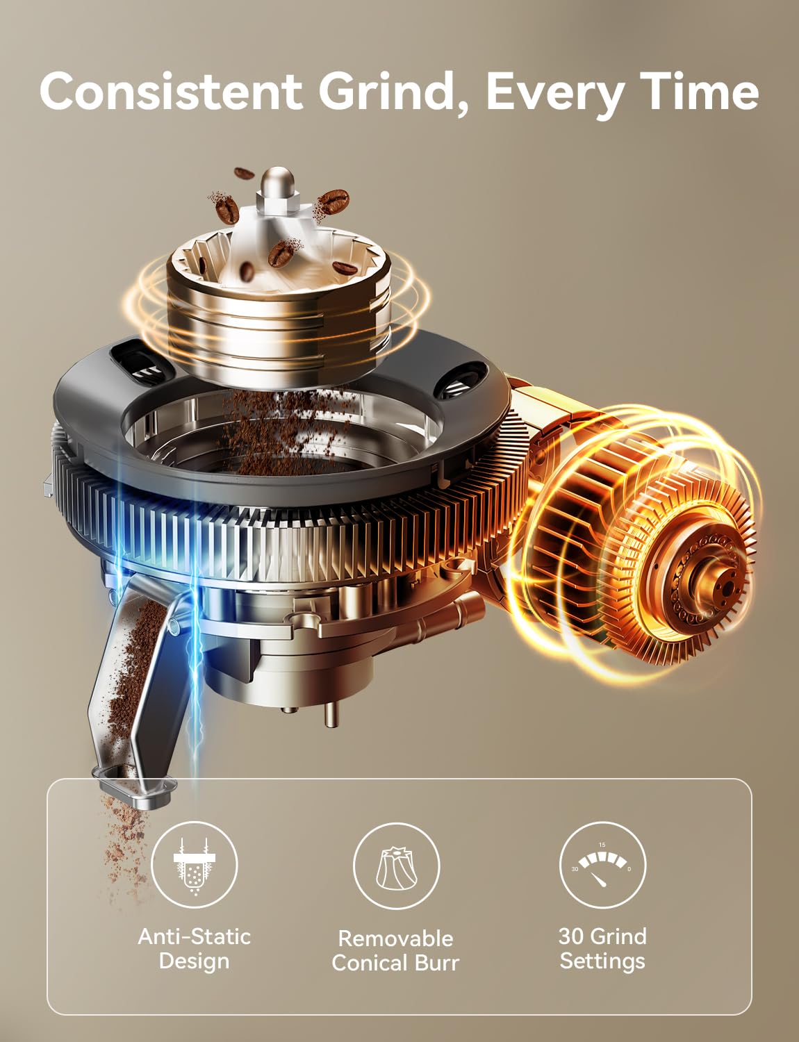 Fast Heat Espresso Machine with Grinder 58mm, 15 Bar
