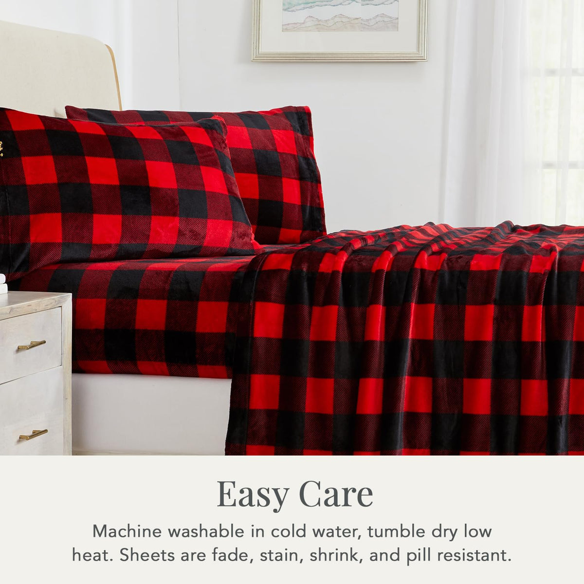 Luxury Micro Fleece Sheet Set - Plaid | Deep Pocket