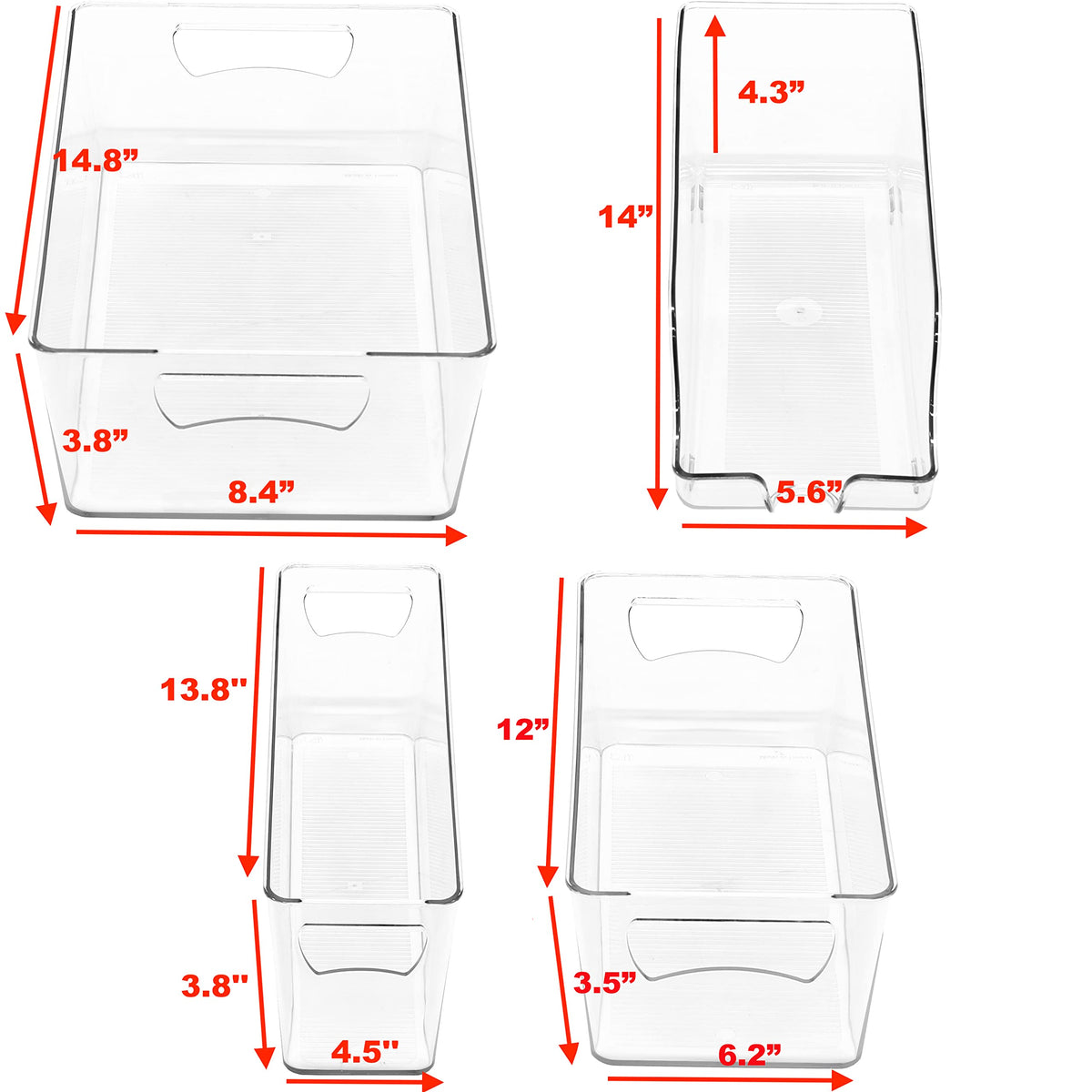 Refrigerator Storage Organizer Bins, Assorted Set of 6
