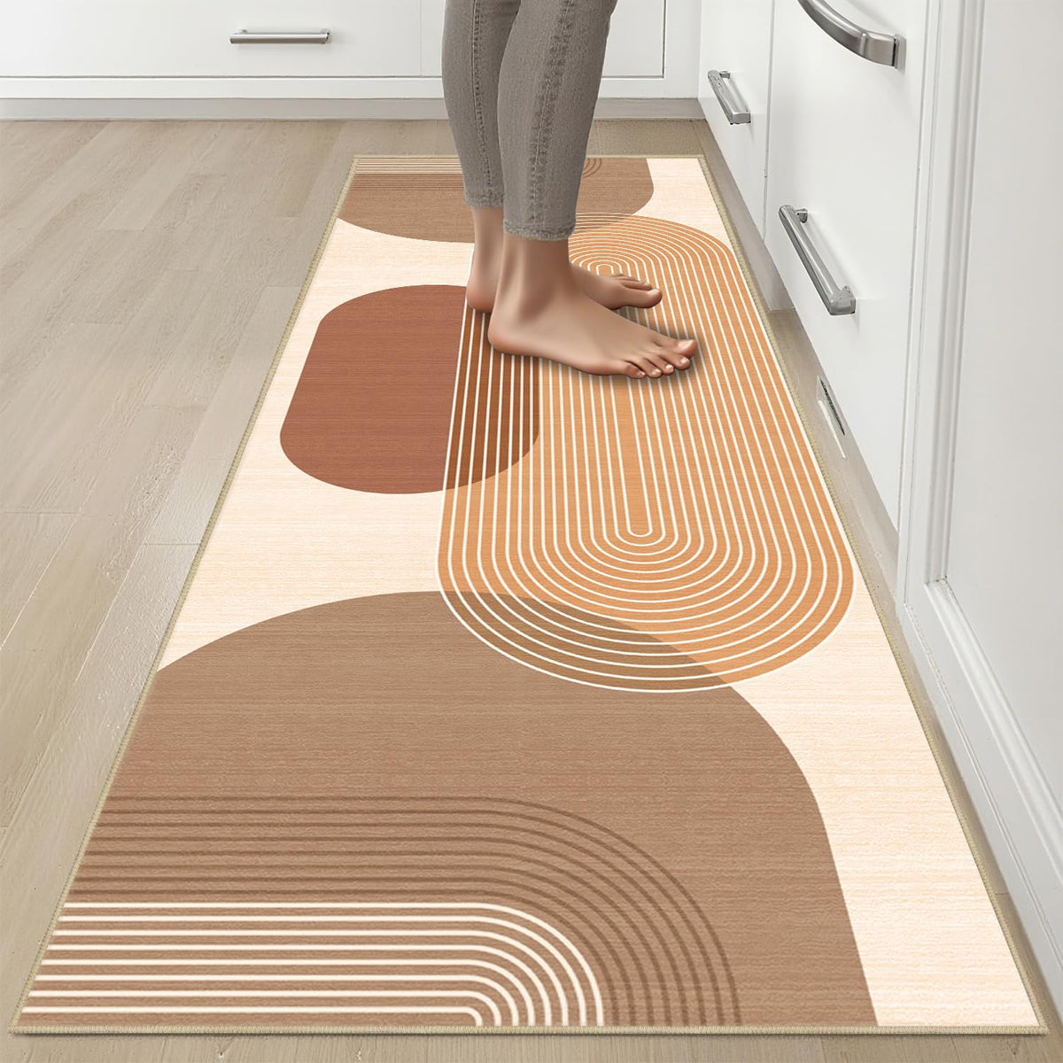Boho Runner Rug Kitchen Bedroom, Orange