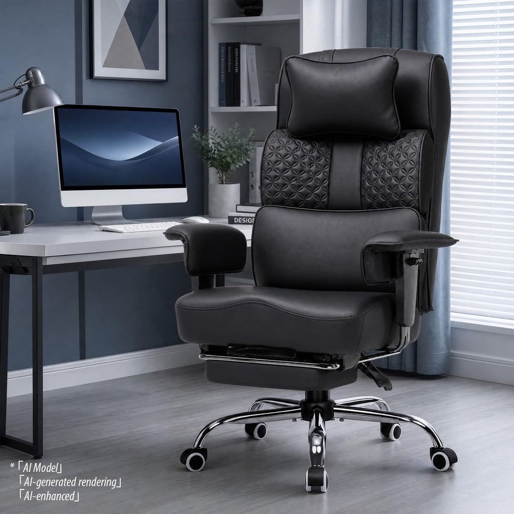 Big and Tall Office Chair 400lbs Heavy Duty Wide Ergonomic Gaming Chair with Footrest, High Back Computer Chairs with