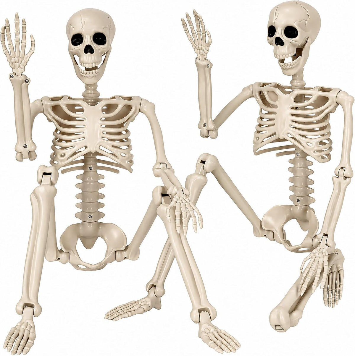 Halloween Decorations outdoor, 2Pack 36" halloween-Skeletons Decoration indoor-3ft Life Size Human Plastic Skeleton