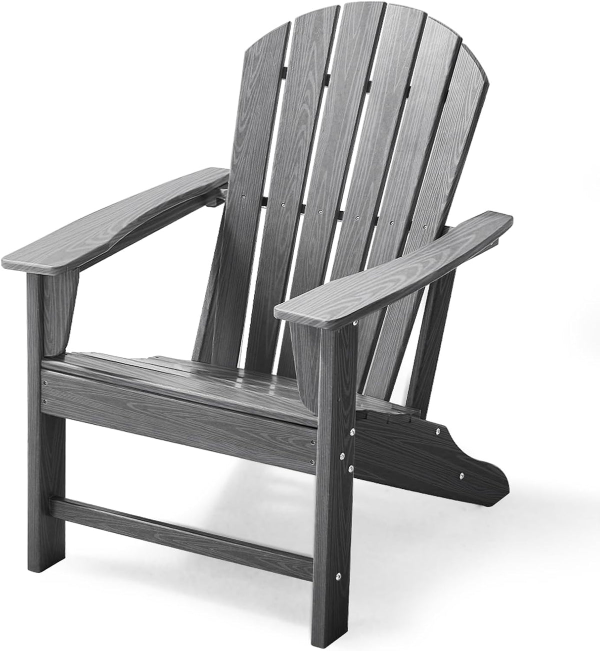 Farmhouse Adirondack Chair Wood Texture, Poly Lumber Patio Chairs, Pre-Assembled Weather Resistant Outdoor Chairs for