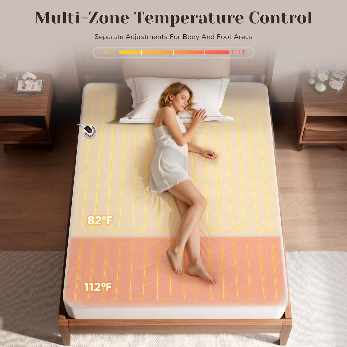 Heated Mattress Pad Twin Size-Heated Pad for Bed Warmer(Bleach)