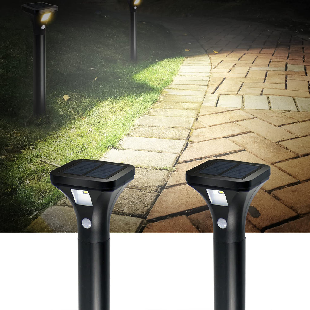 LED Solar Powered Motion Sensor Pathway Lights, Battery Powered Outdoor Waterproof Motion Detector Walkway Light, Use