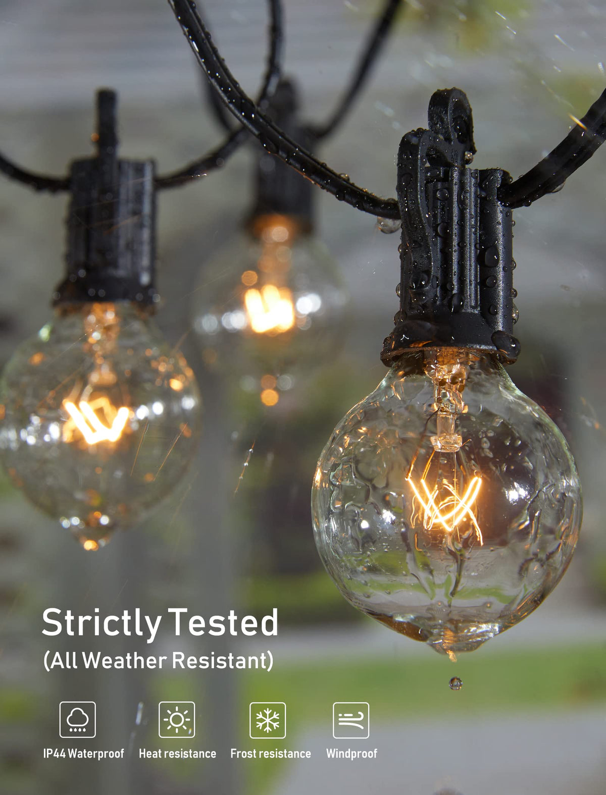 Outdoor String Lights 55FT Patio Lights with 50 Edison Glass Bulb