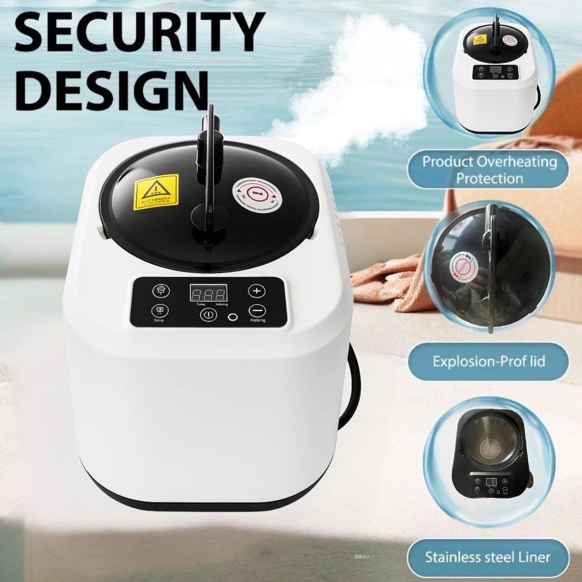 5L Sauna Steamer with Larger Volume and More Steam Output, Fcc Certified 5L & 2000W Steam Generator