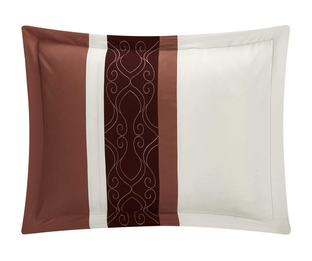 Phantogram 7 Piece Comforter Set Reversible Two-Tone Damask Pattern Geometric Quilting Bed Skirt
