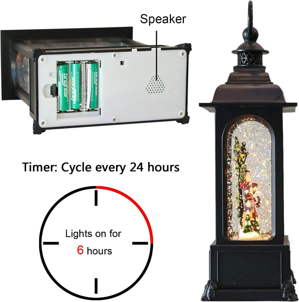 Christmas Musical Snow Globe Lantern with 6 Hour Timer