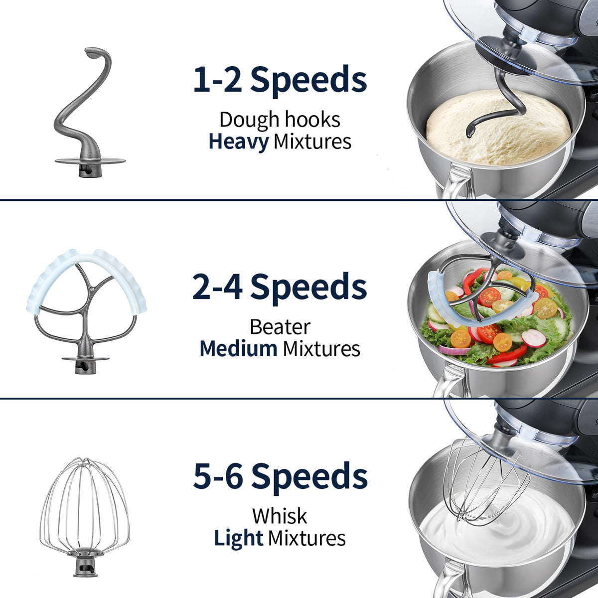 Stand Mixer, 6QT Mixers Kitchen Electric Stand Mixer,Dough Mixer Black
